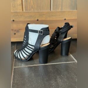 Black Strappy Block Heels